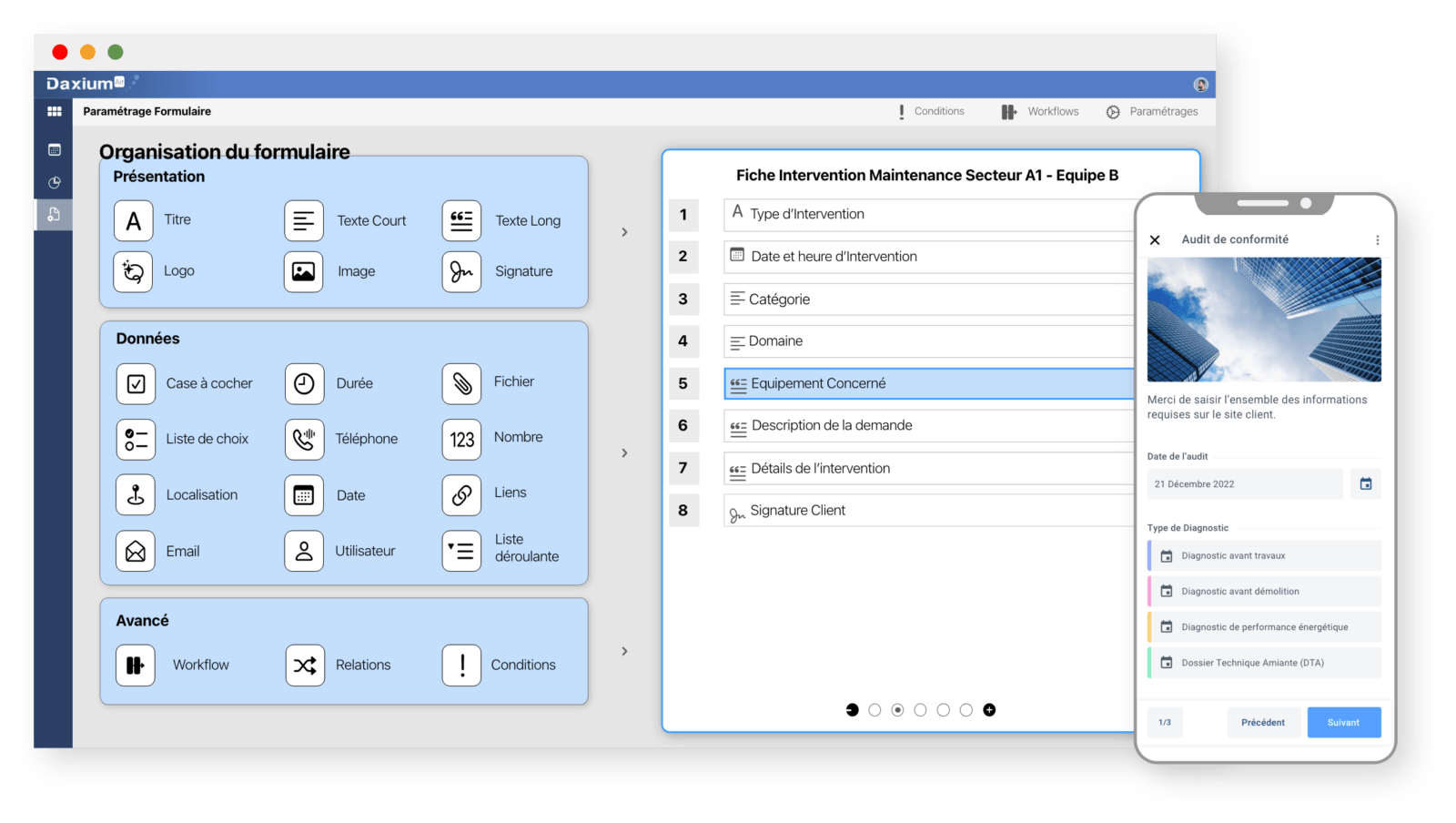 Créez simplement vos formulaires web et mobiles pour vos activités d'audit et de contrôle