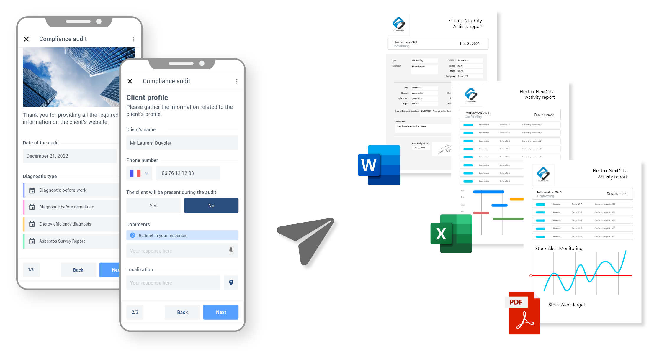 Send your mobile forms via PDF, Word, Excel reports Send your mobile forms via PDF, Word, Excel reports