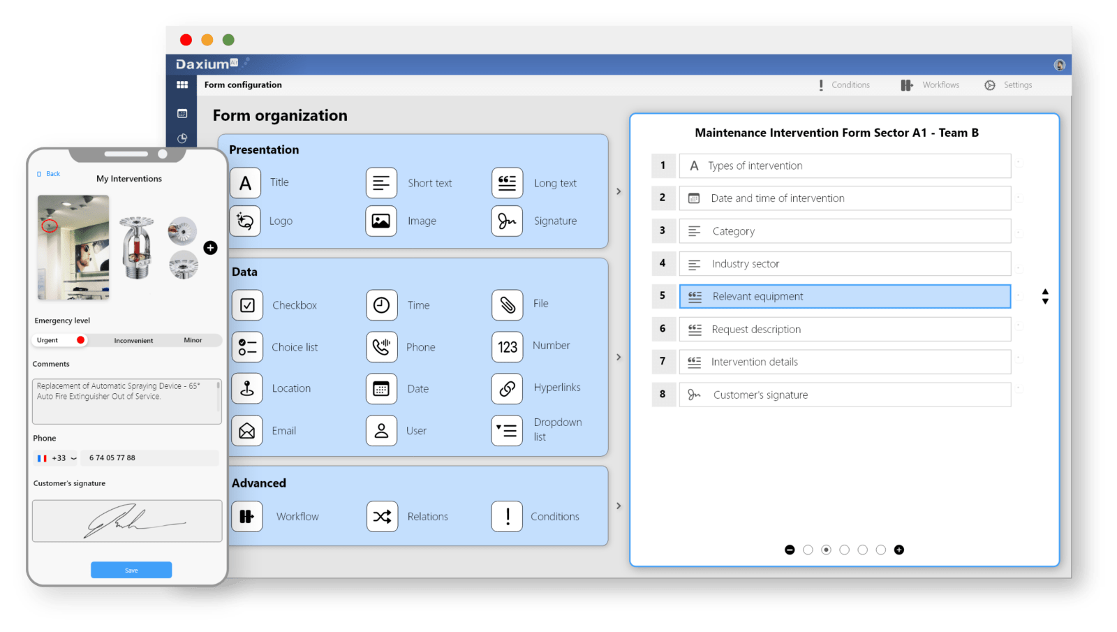 Create customized forms for your construction sites with Daxium-Air