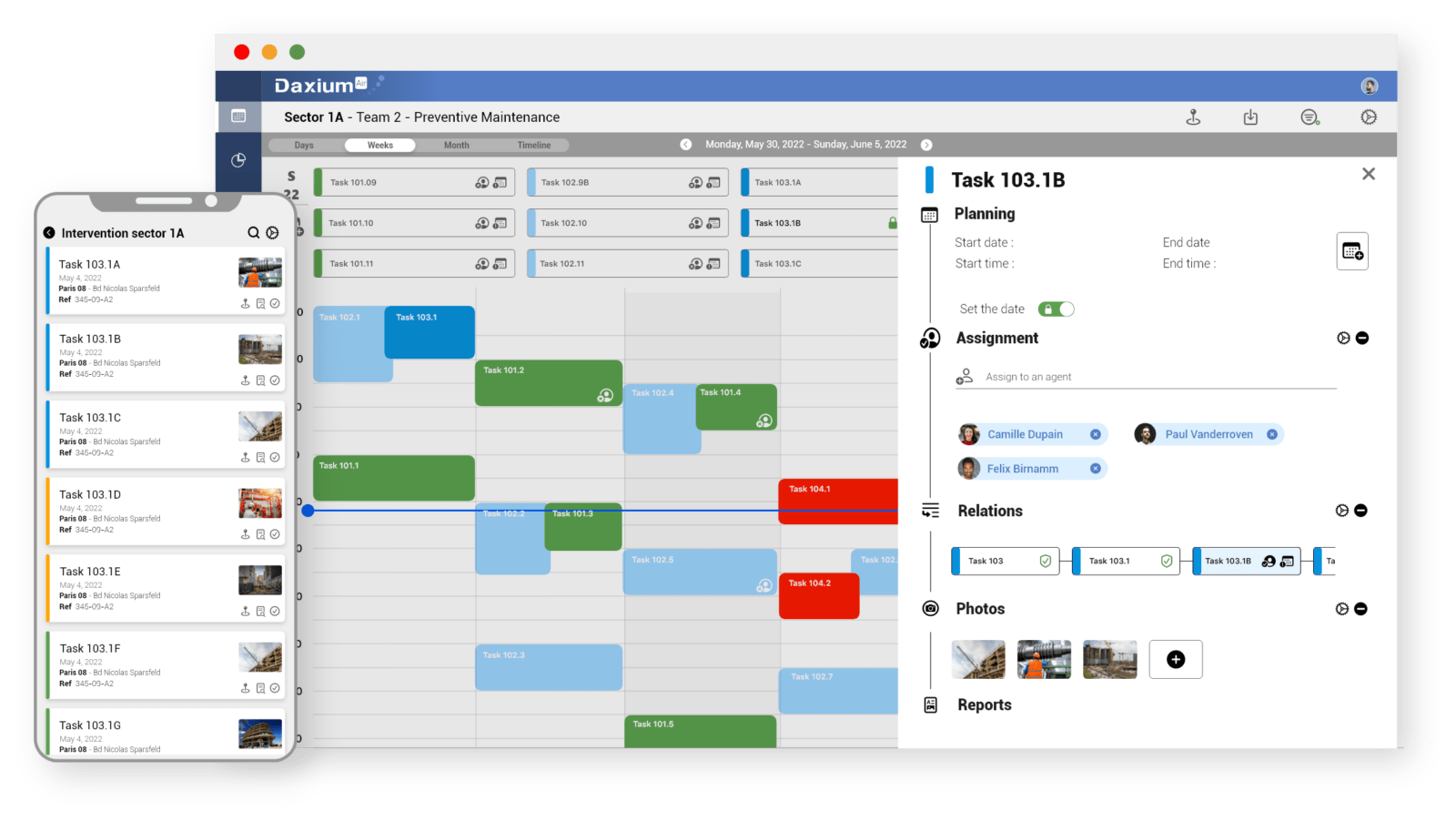 Planning activities and tasks with Daxium-Air