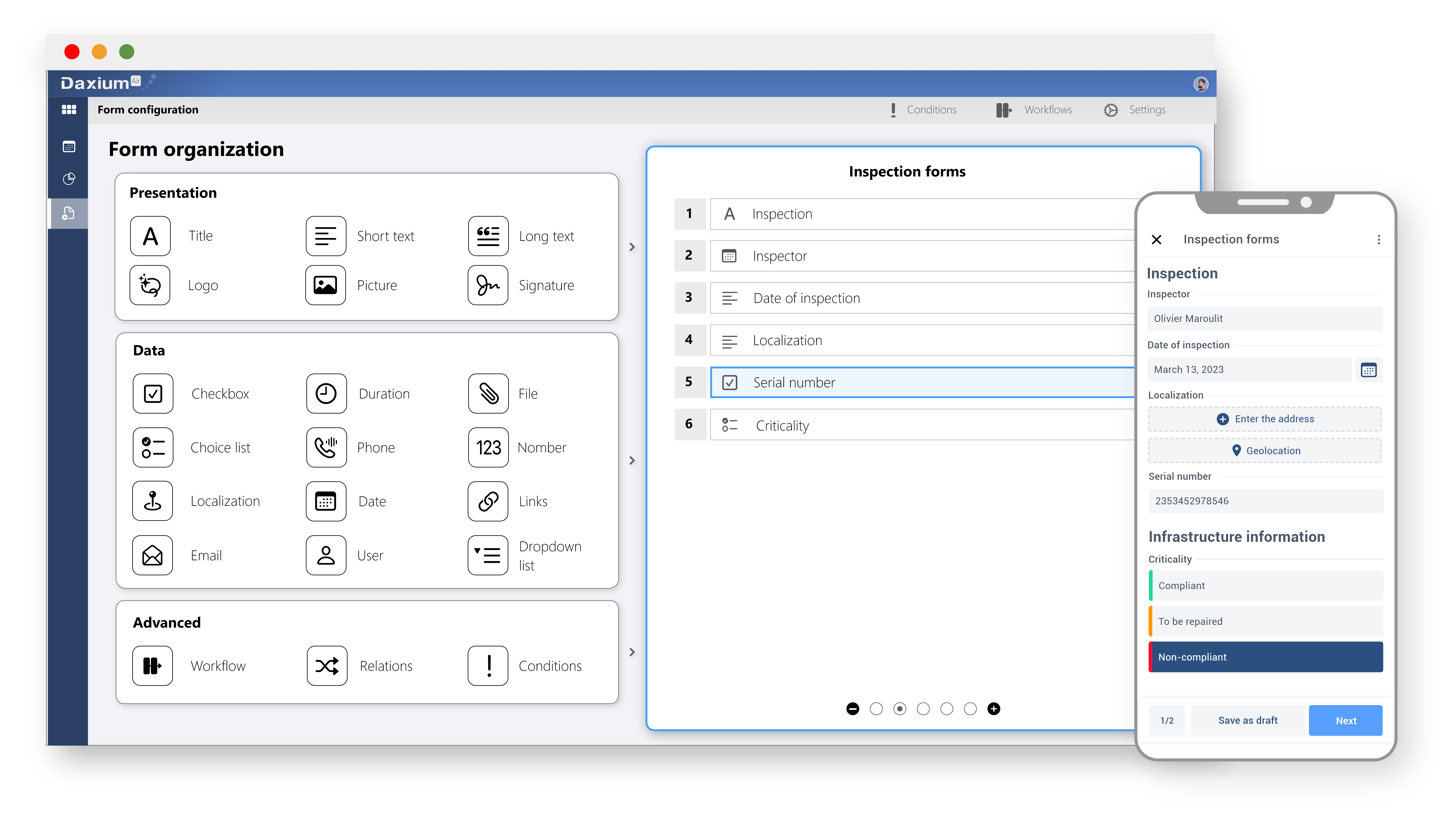 Customize your forms for your infrastructure inspections and visits