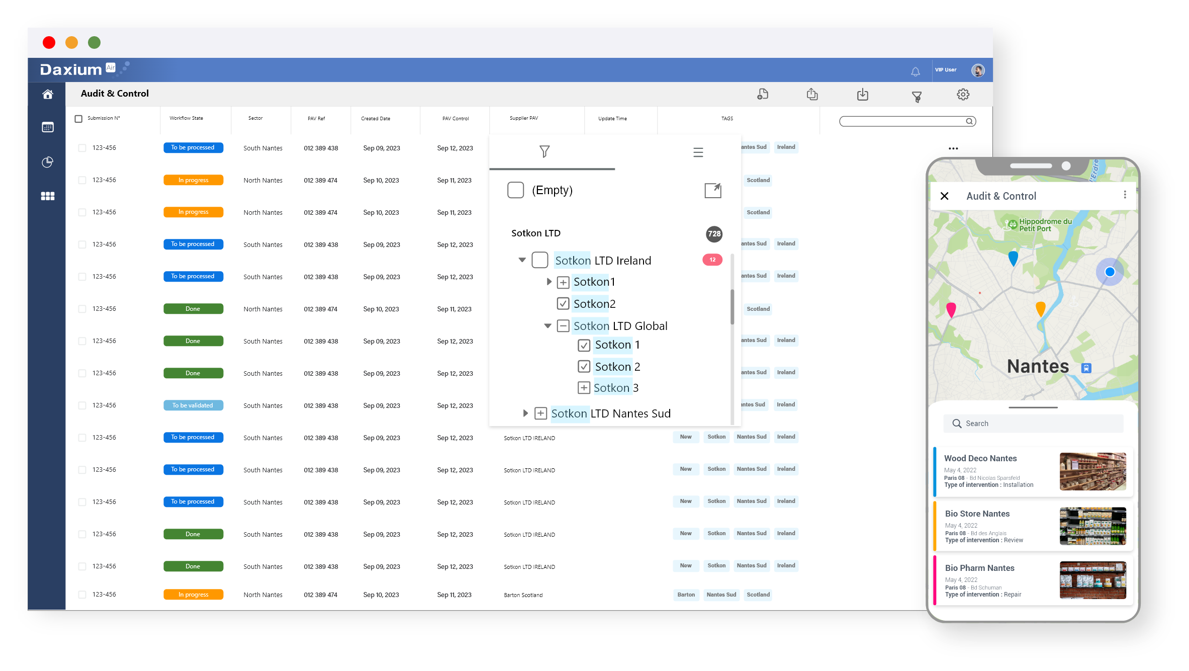 Plan audits, inspections and controls with Daxium-Air.