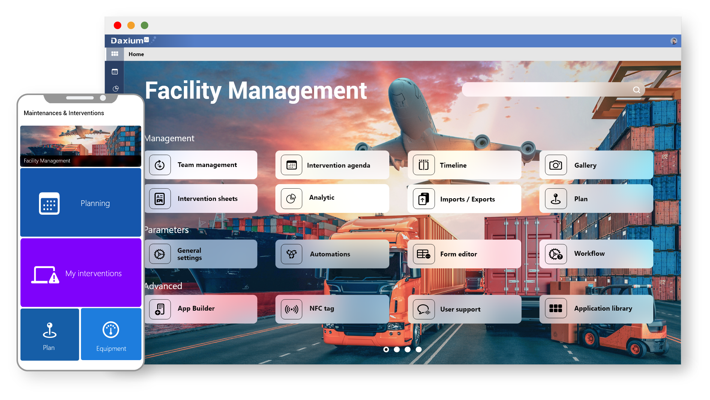 Web and mobile application library with Daxium-Air