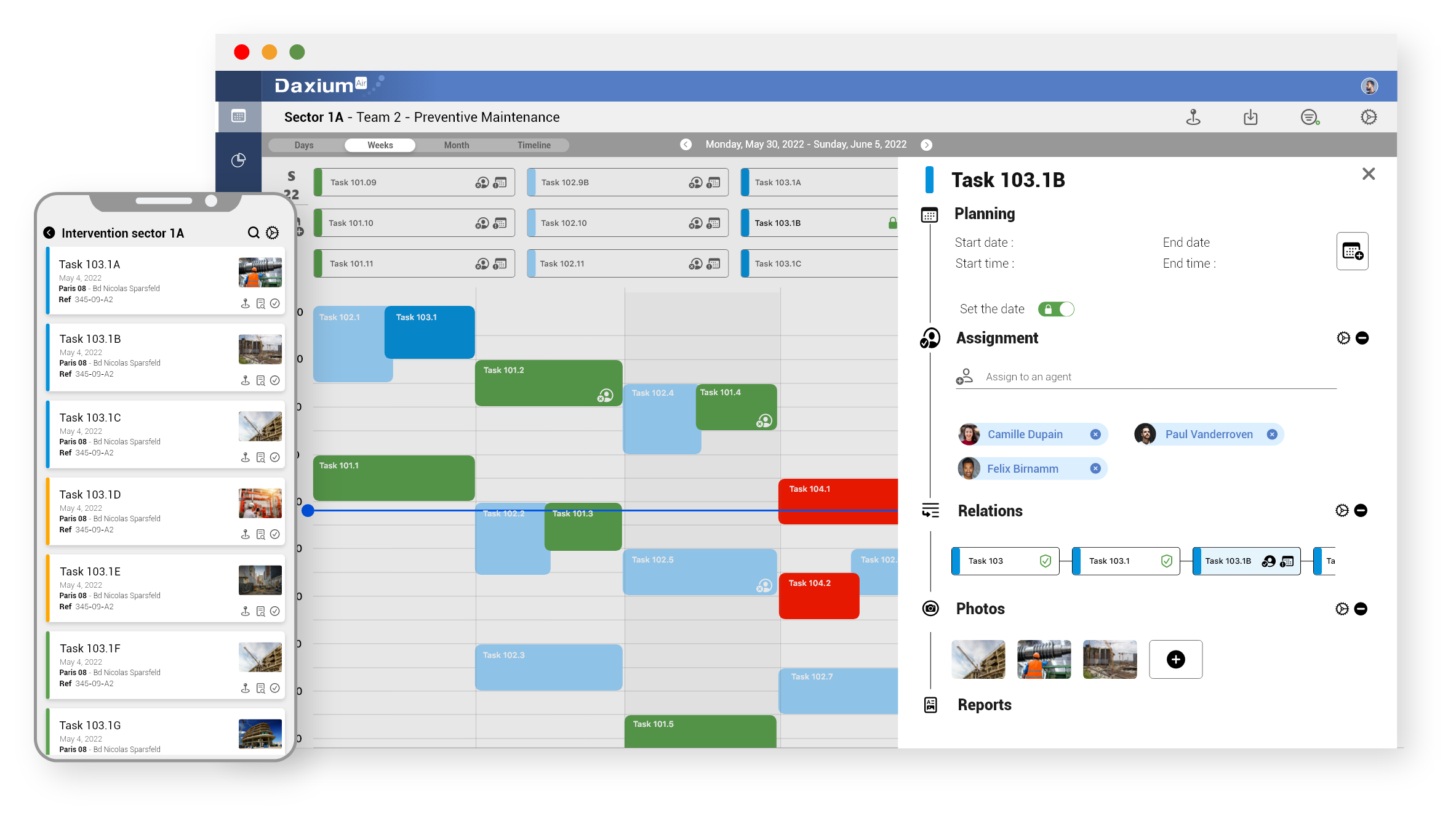 Planning activities and tasks with Daxium-Air