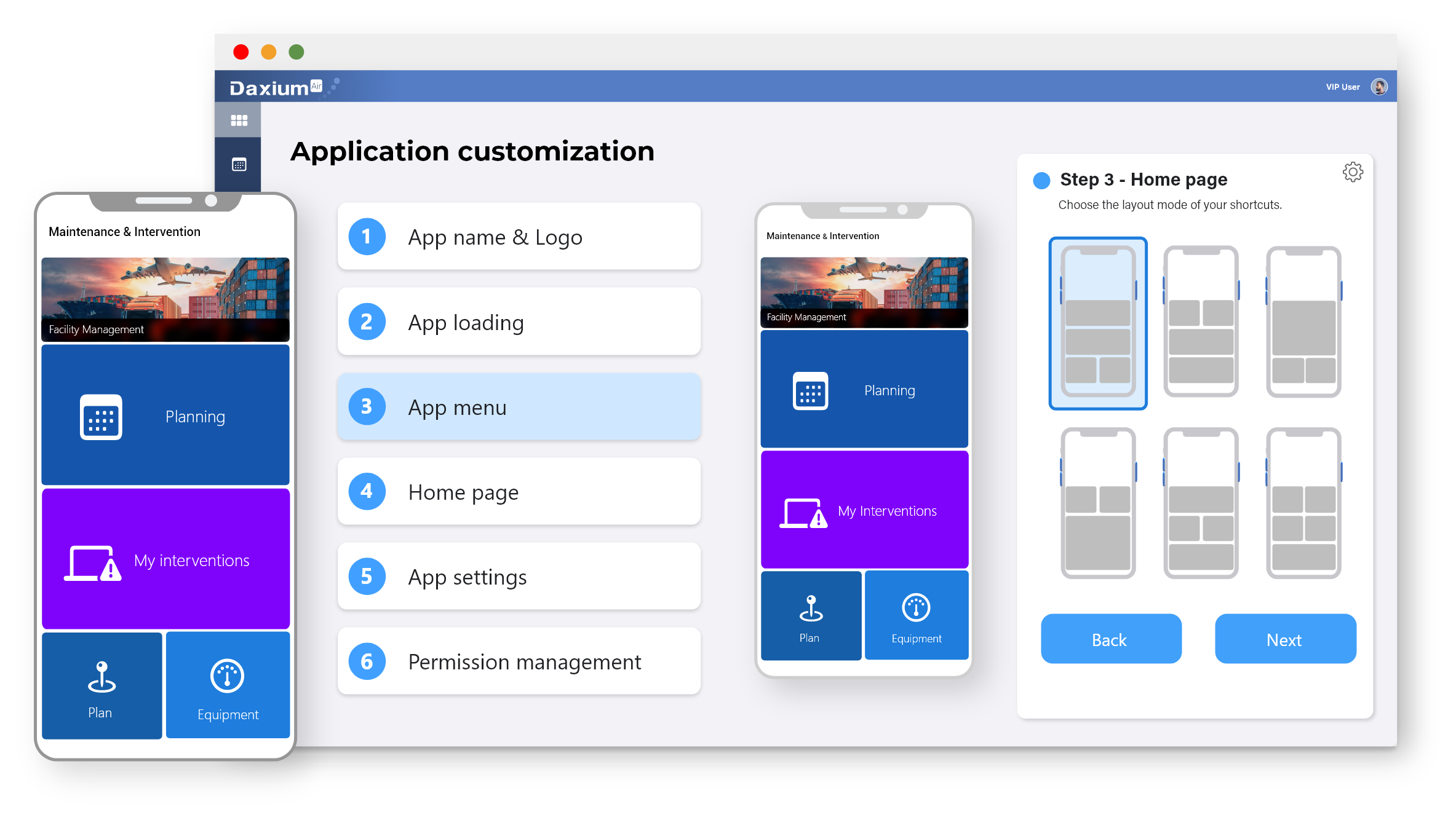 Personalization of the Daxium-Air application